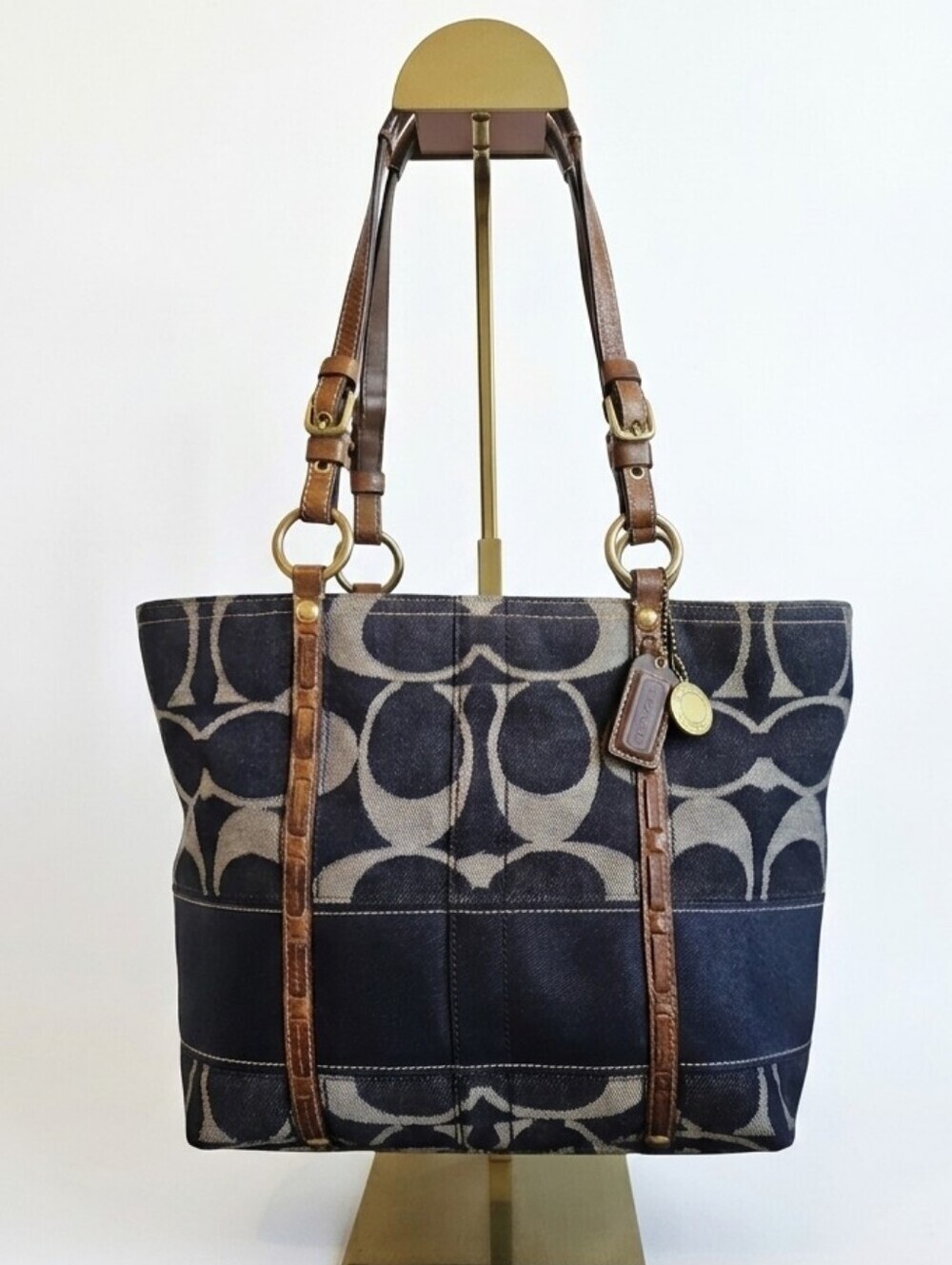 ​Coach Vintage 2007 Legacy Denim Signature C Slim Tote Bag Purse Charm 11179